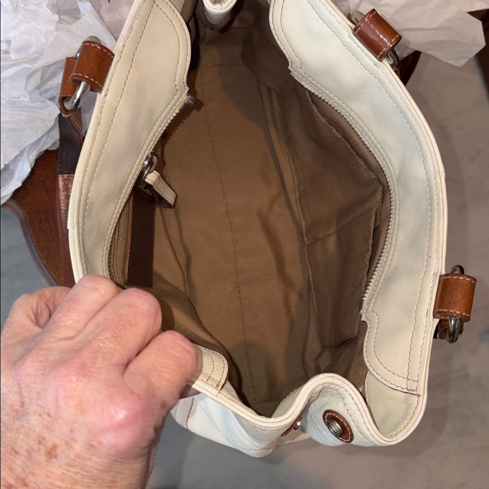 Coach Vintage SoHo satchel shoulder bag leather cream/brown 2 fr buckle pocket - Picture 16 of 17